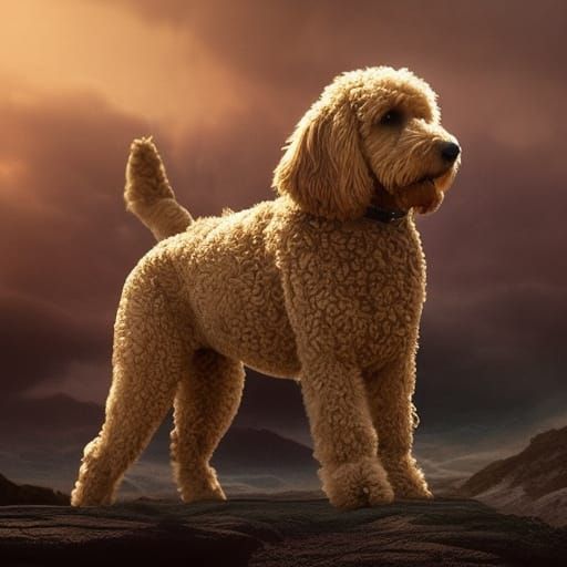 Detailed Digital Painting of a Goldendoodle