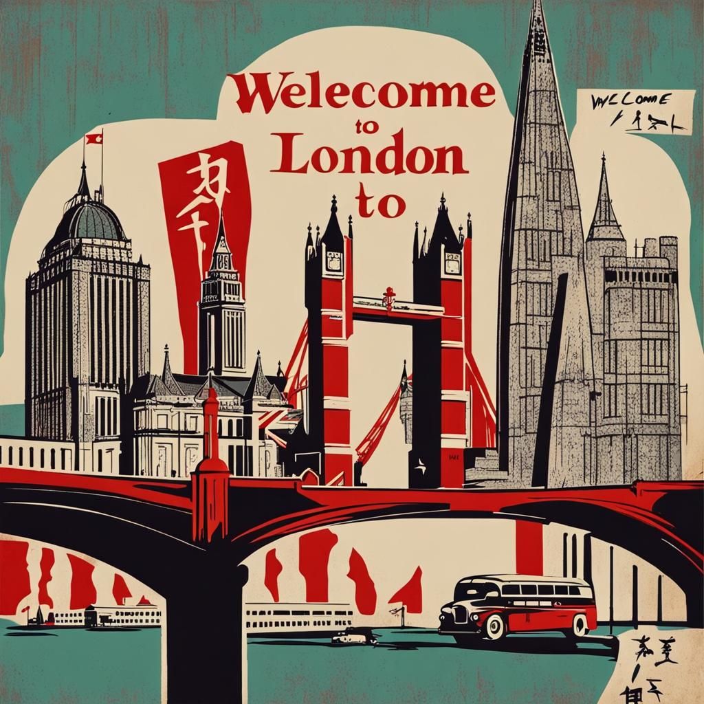 Brutalist Propaganda Poster of London Landmarks