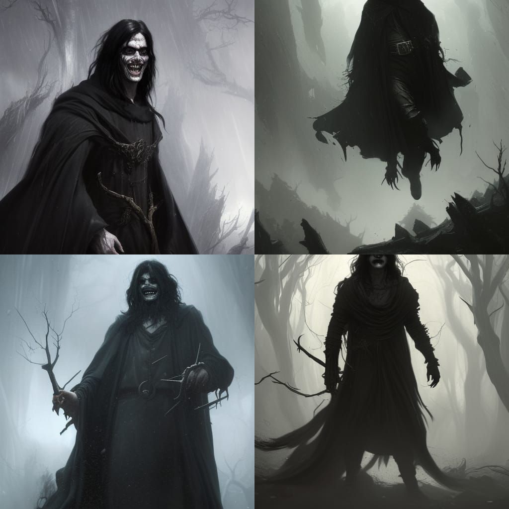Menacing Cloaked Figure in Dark Fantasy Art