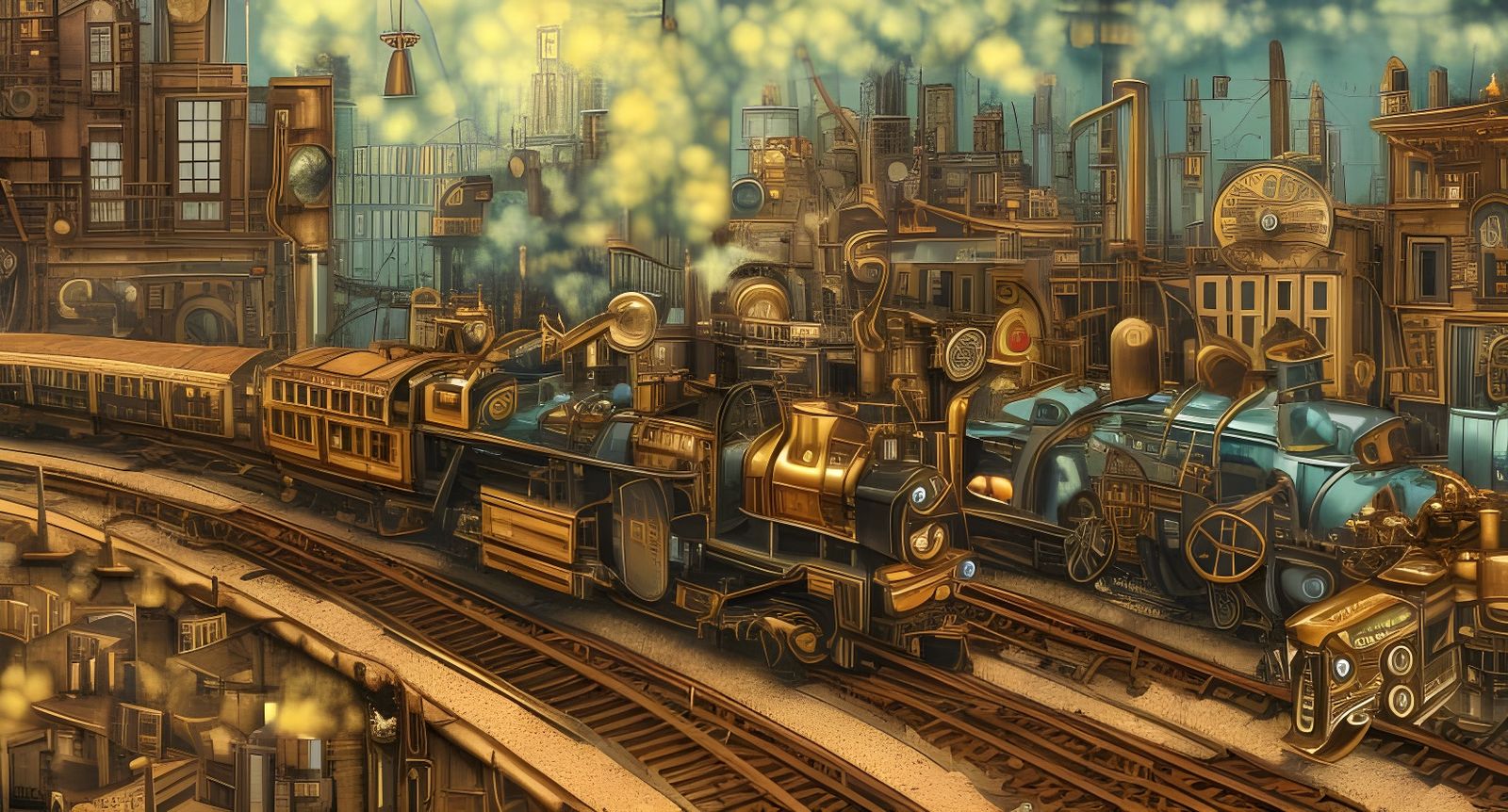 steampunk city background