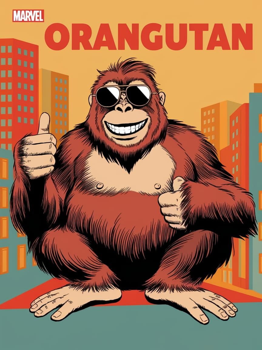 1960s Comic Book Cover: Coolest Orangutan in Aviator Sunglas...