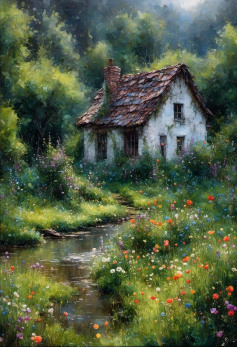 James Gurney Style Flower Oil Painting