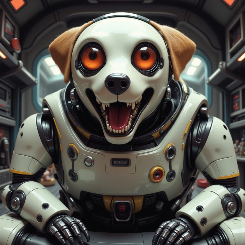 Cyberpunk Robot Dog Blasts Off into Space