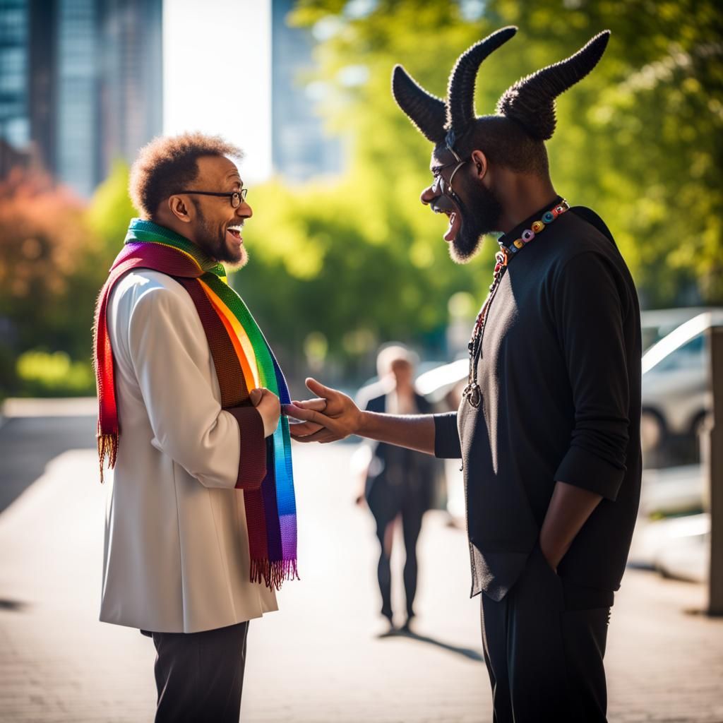 Vile Demon Talking to Priest: Professional Photography