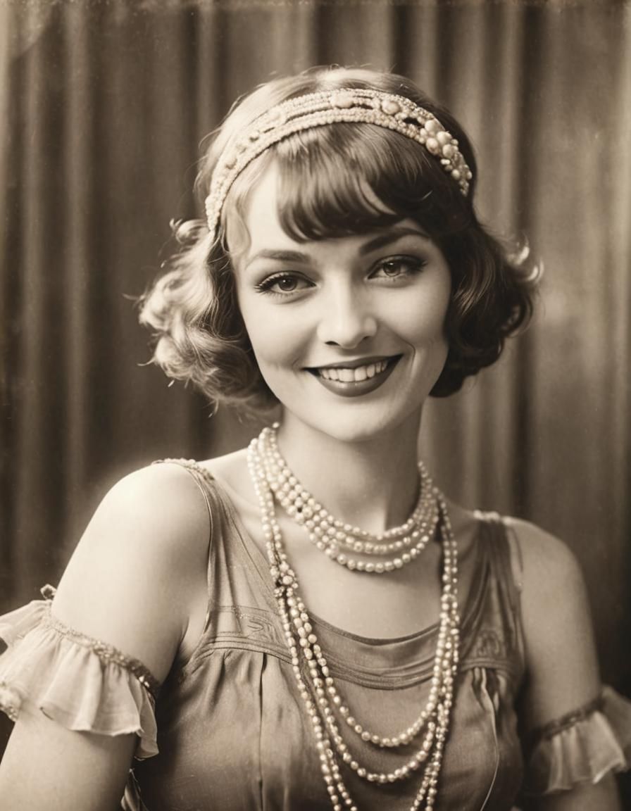Flapper Girl Portrait in Sepia, 1920s Style