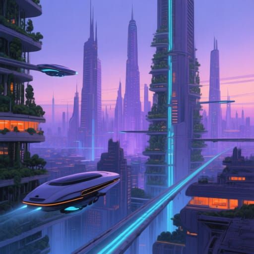 Futuristic Metropolis at Twilight Concept Art