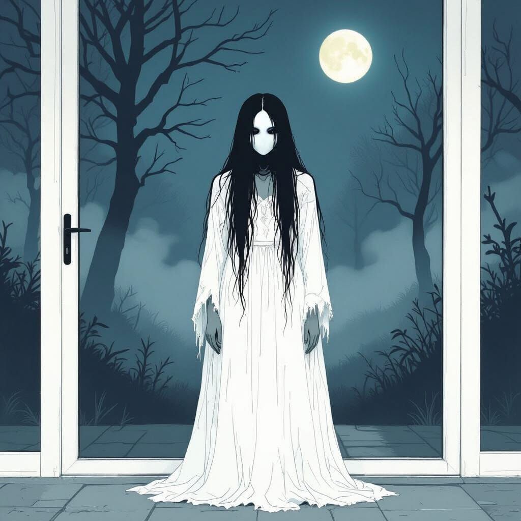 Ethereal Ghostly Woman in Forest, Digital Art