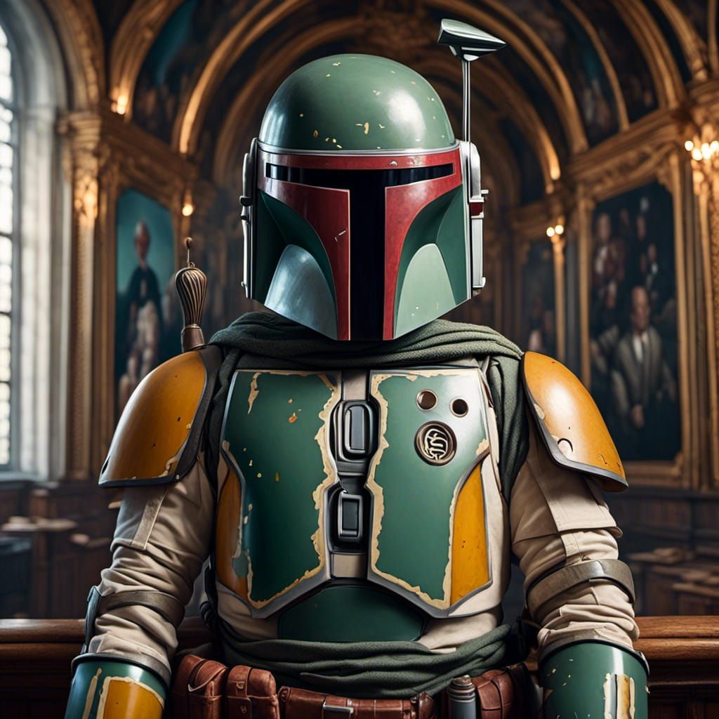 Boba Fett Portrait in Wes Anderson Style