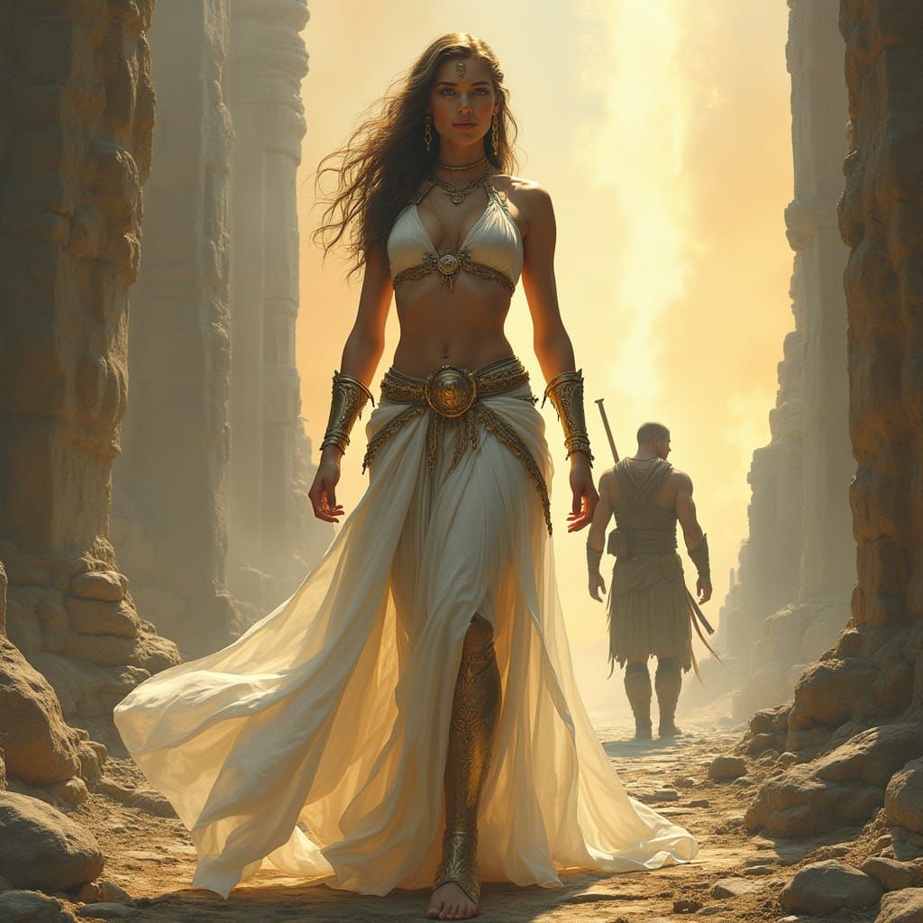 Elegant Goddess Warrior in a Fantasy Realm