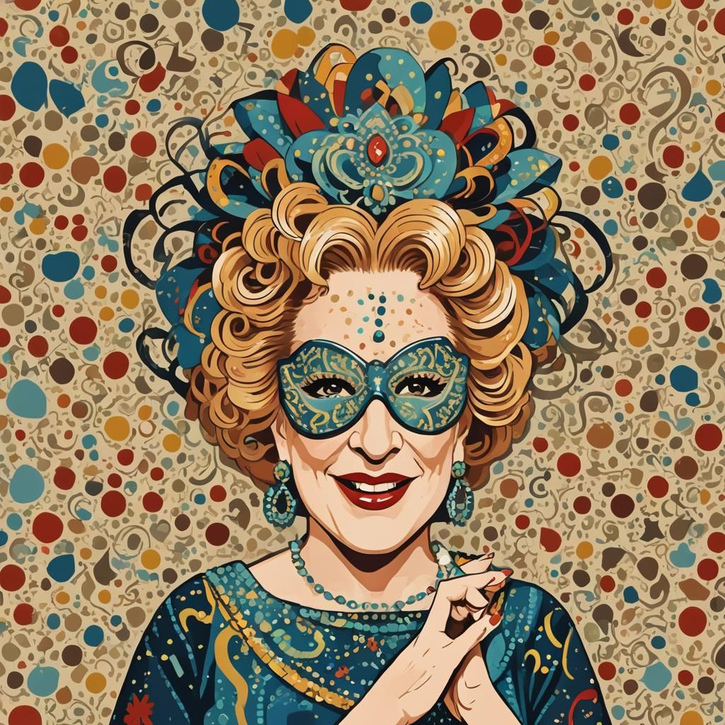 Bette Midler Cartoon Royalty in Abstract Style