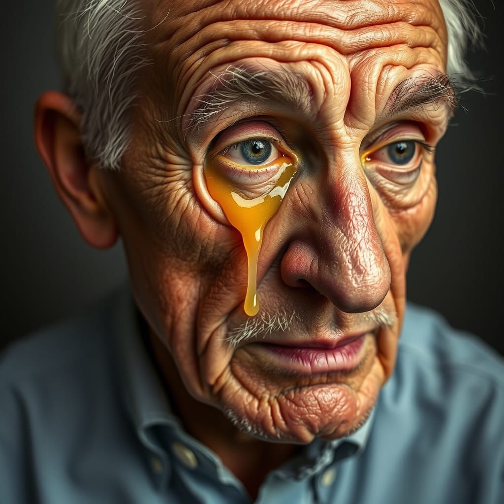 Greek Man with Soup Eye, Realist Painting