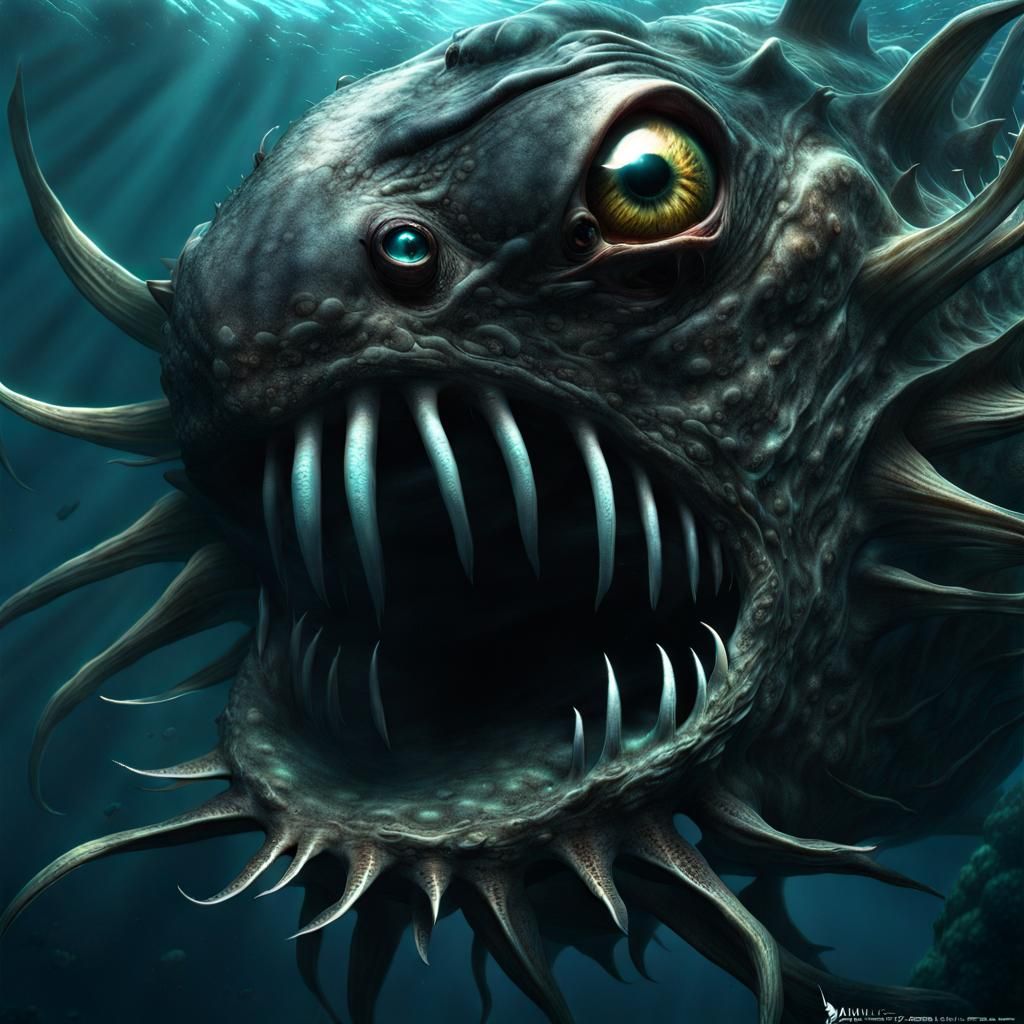 Aquatic Monster Eye in Deep Ocean Style