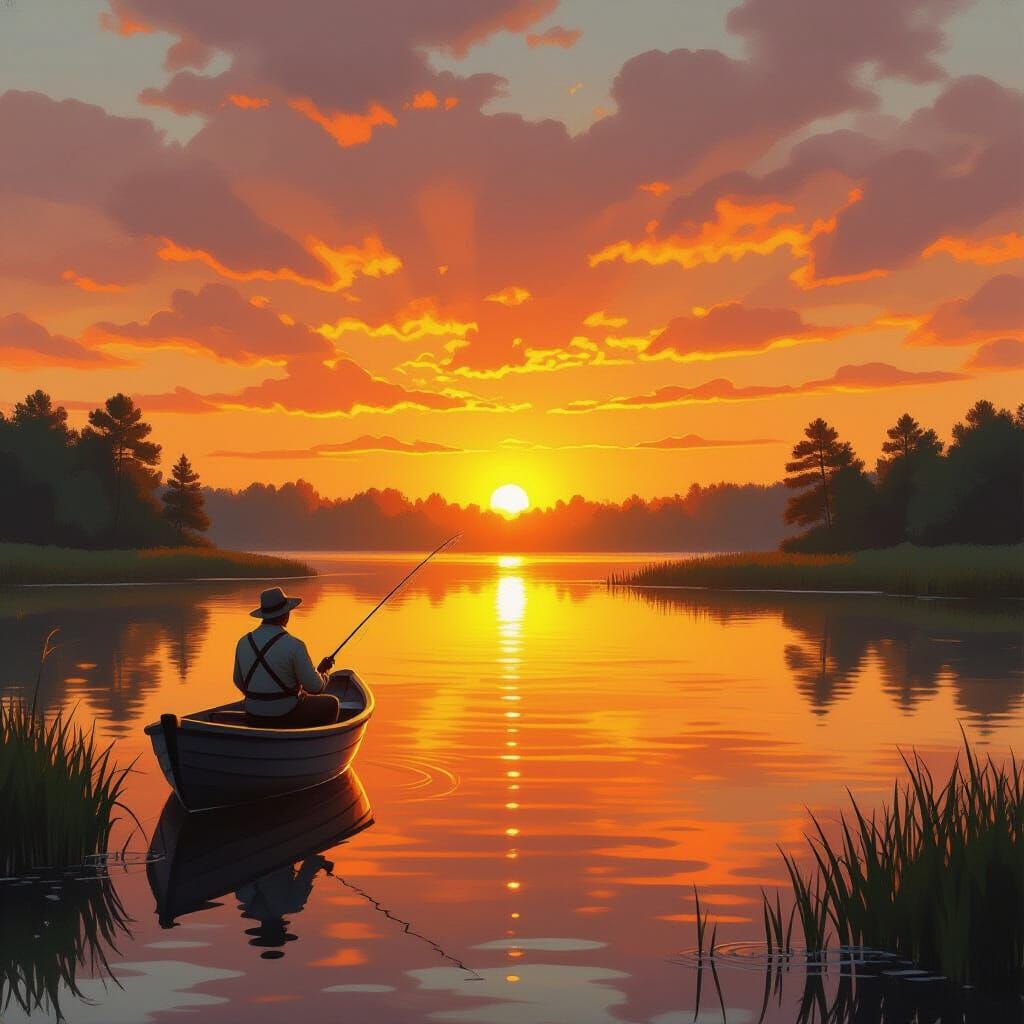 Fisherman at Sunrise: A Painterly Landscape