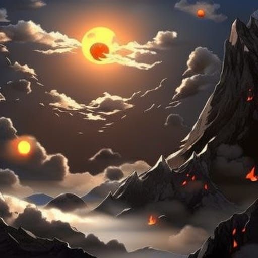 Vampire in Anime Style Under Cosmic Moon