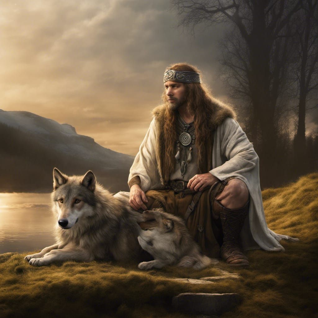 Celtic Druid and Wolf at Stargate