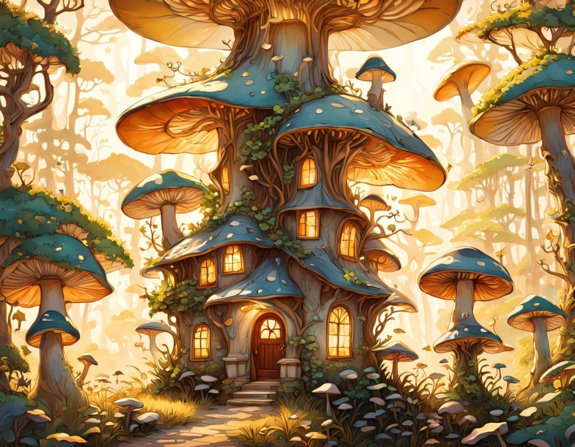 Art Nouveau Mushroom Houses in Enchanted Forest