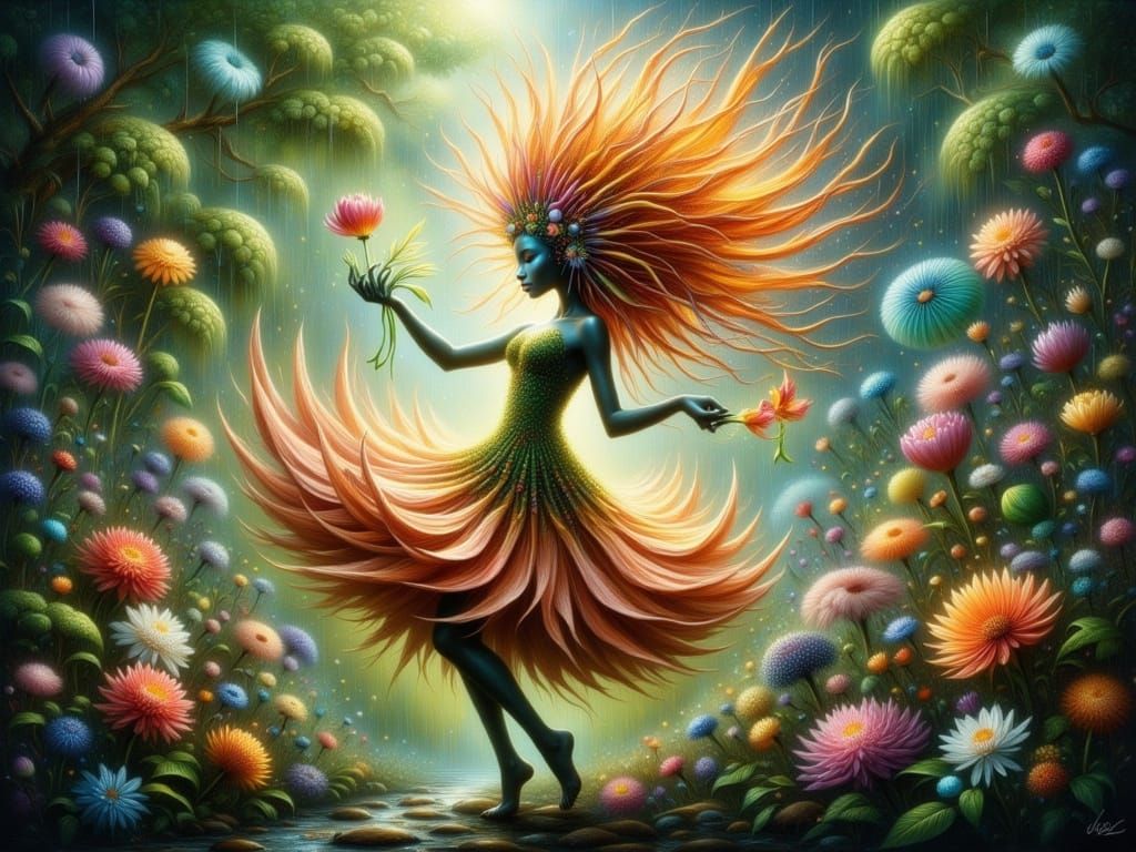 Ethereal Flower Dances in Enchanted Forest