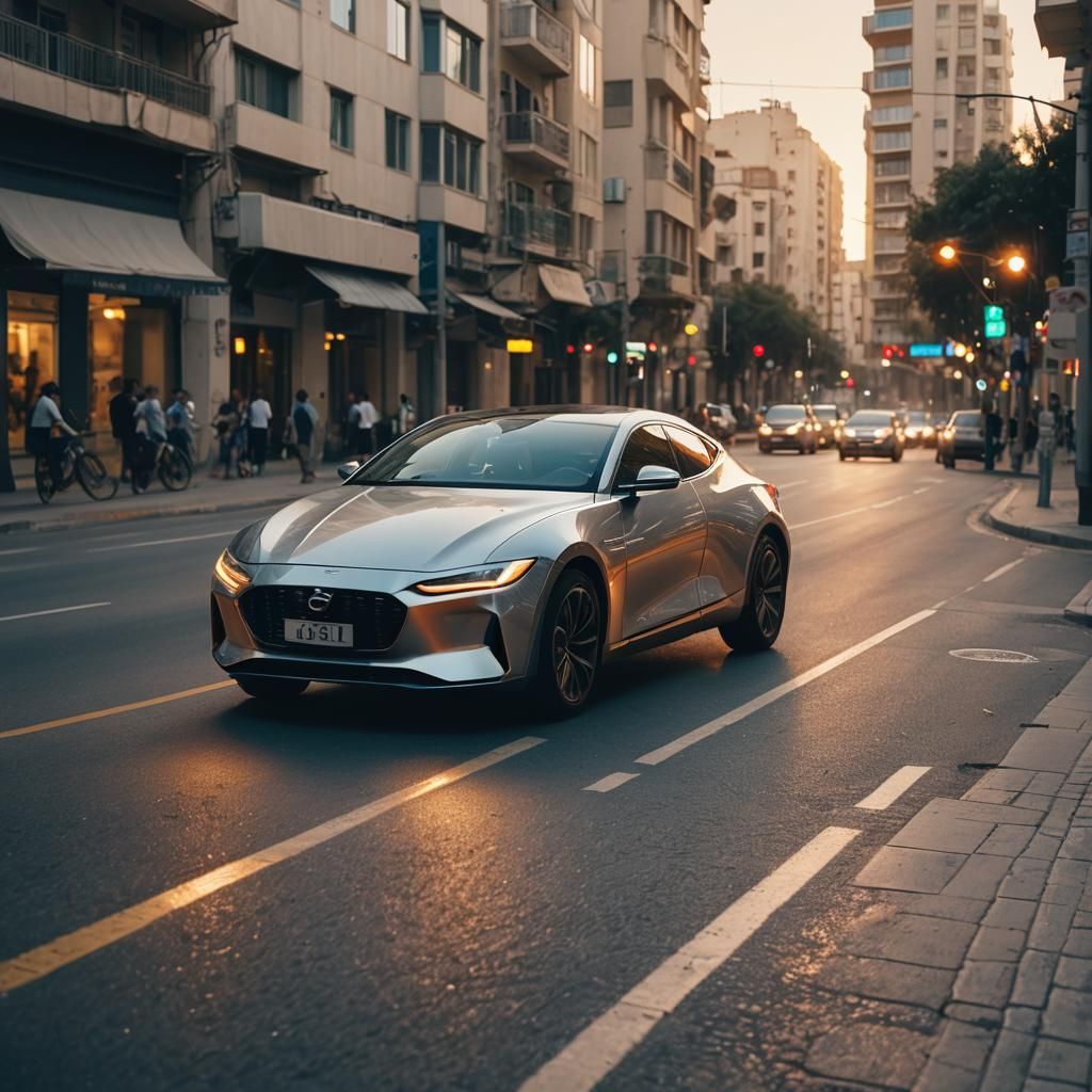 Futuristic Vehicle Speeds Through Tel Aviv Street