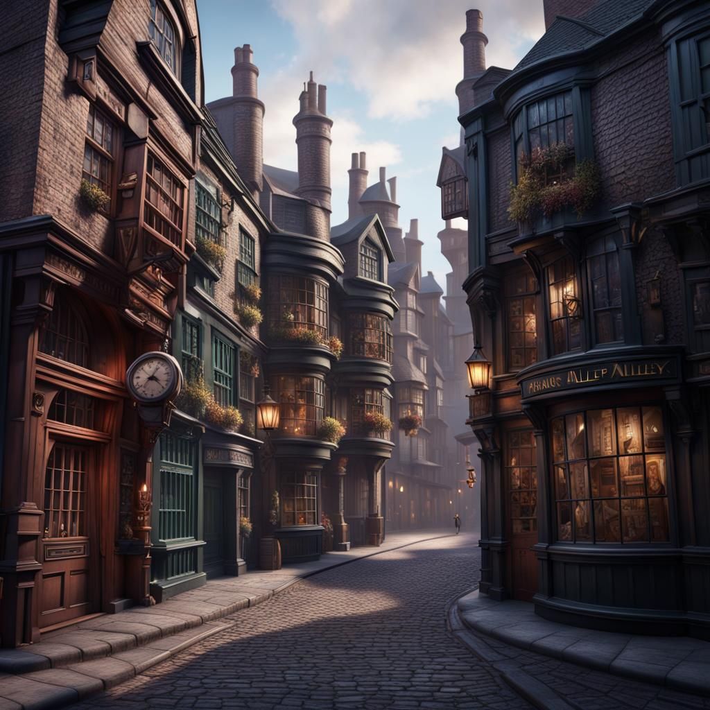 Fantastical Diagon Alley Concept Art in Deep Color