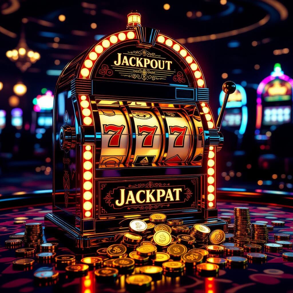 Vintage Slot Machine Jackpot in Opulent Casino