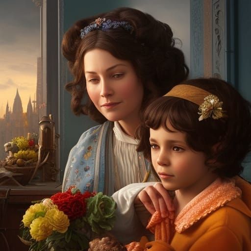 Warm-Hearted Nanny Portrait in Fantastical 3D