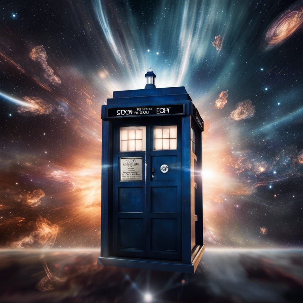 Tardis Soaring Through Space in Hyperrealistic Detail
