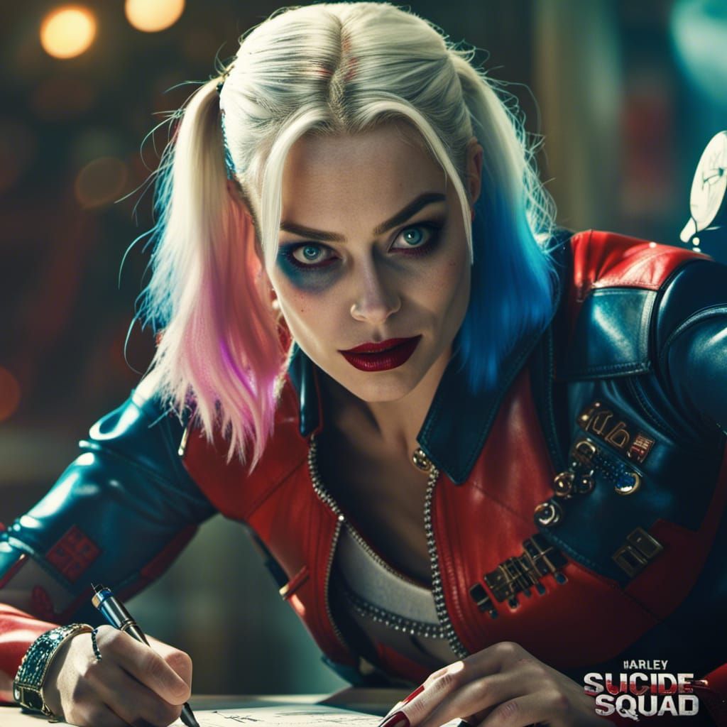 Harley Quinn Photorealistic Portrait in Suicide Squad Outfit