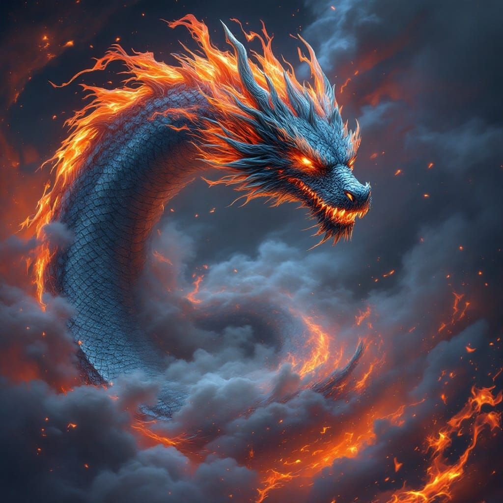 Majestic Dragon Unleashes Fiery Vortex