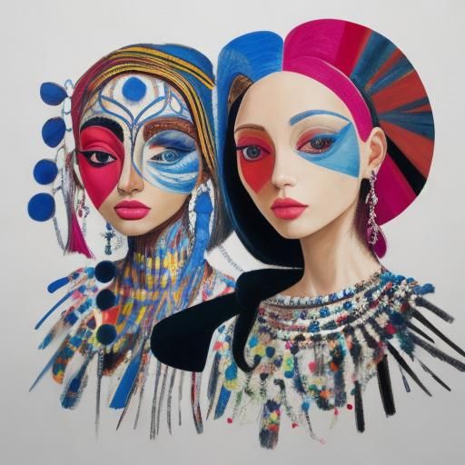 Abstract Portrait in Cubist Style