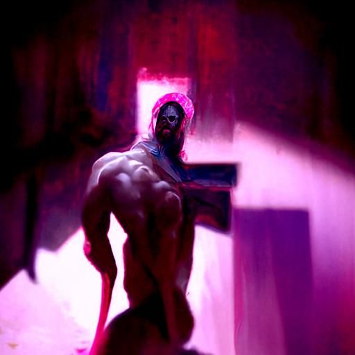 Sinister Church Scene with Fruit and LGBTQ+ Themes