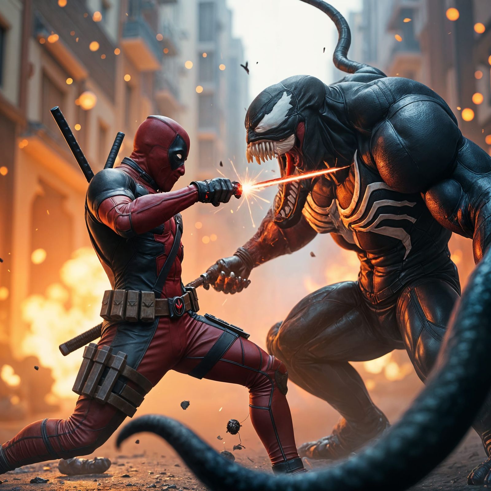 Deadpool vs Venom: Action-Packed 3D Game Cinematic
