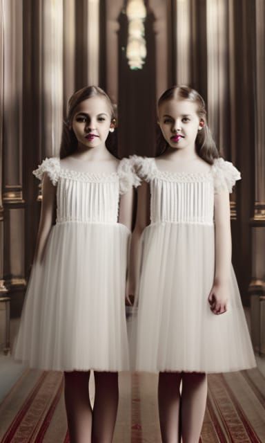 GHOSTS::young IDENTICAL TWIN_SISTERS_vapor like: twin sisters  see-through sheer, ethereal, vapor, translucent, mist-lik...