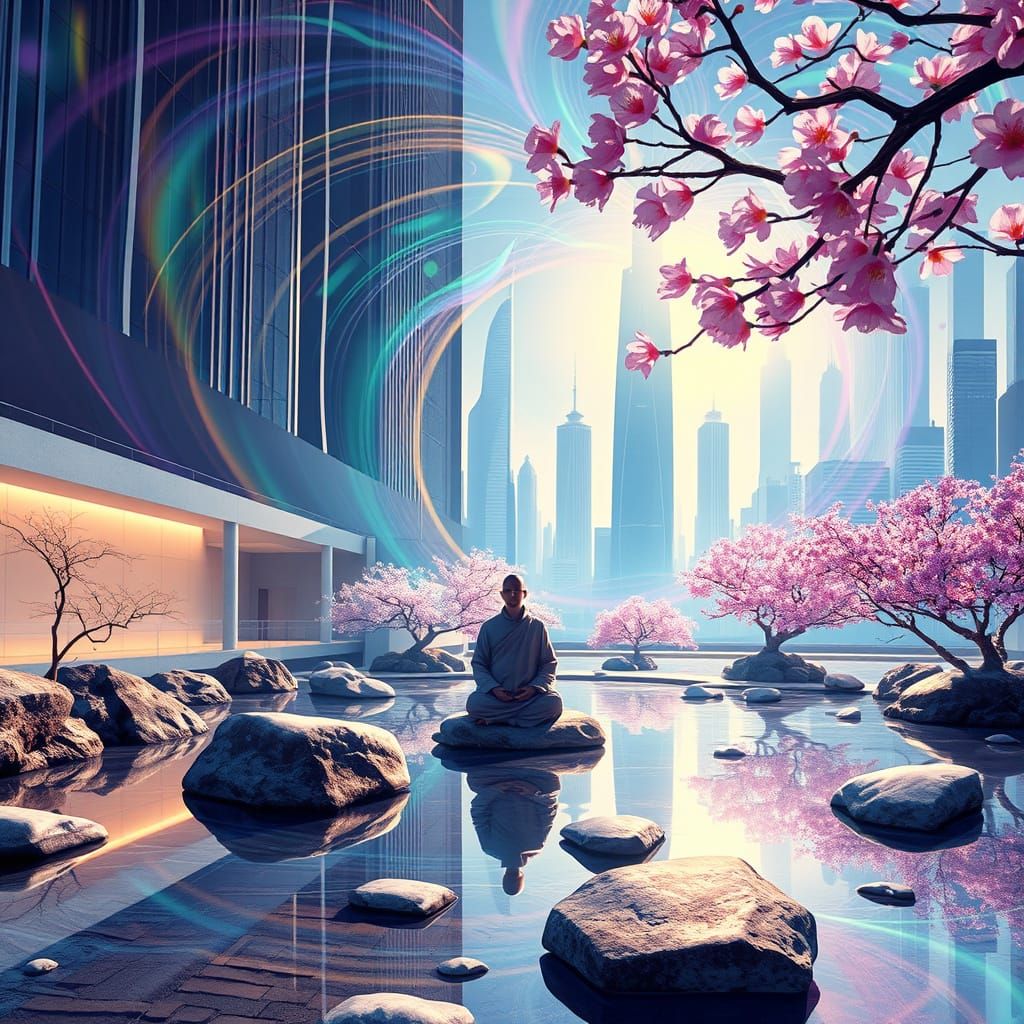 Meditation in a Vibrant, Psychedelic Zen Garden