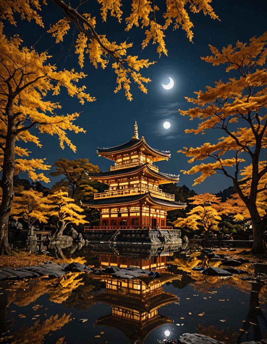 Illuminated To-ji Temple at Night in Autumn Gold