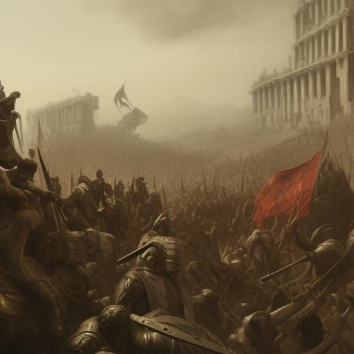 Roman Legion Conquers Dacia in Detailed Charcoal Drawing