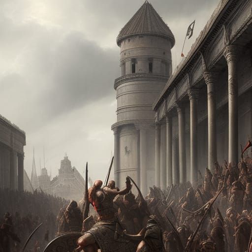 Roman Legion Conquering Dacia: Hyperdetailed Charcoal Art