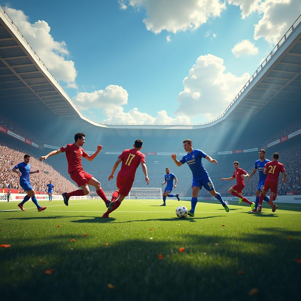 Dramatic Soccer Stadium in Cyberpunk Style