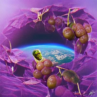 Surreal Grape Planet with Vine Atmosphere