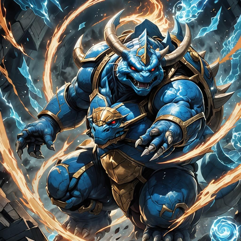 Demonic Seraphim Blastoise in Dark Fantasy Style