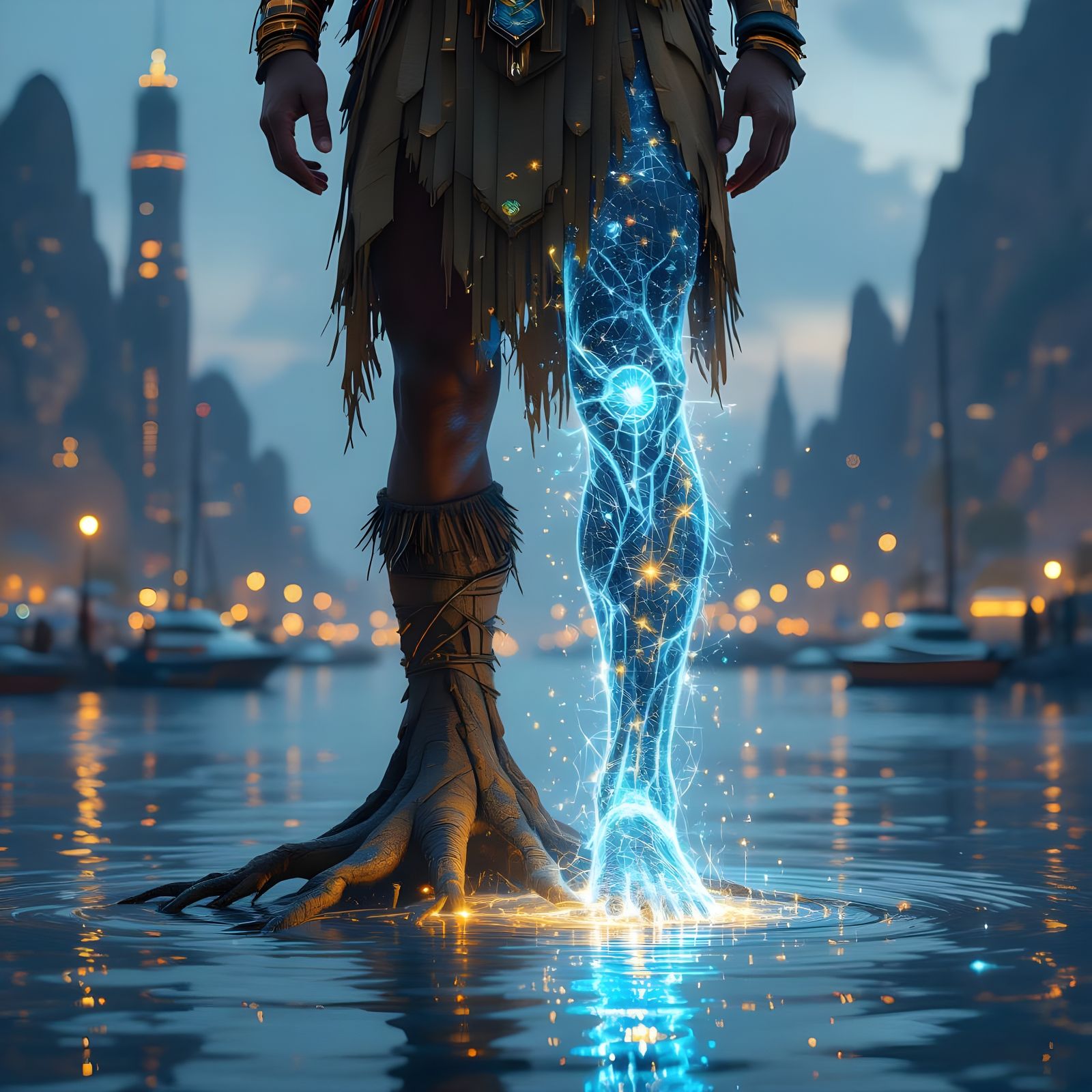 Indigenous Guardian of a Sci-Fi Smart Harbor