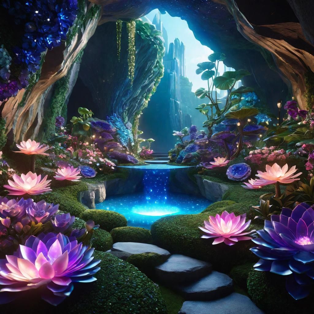 Enchanted Geode Garden: Photorealistic CGI Fantasy