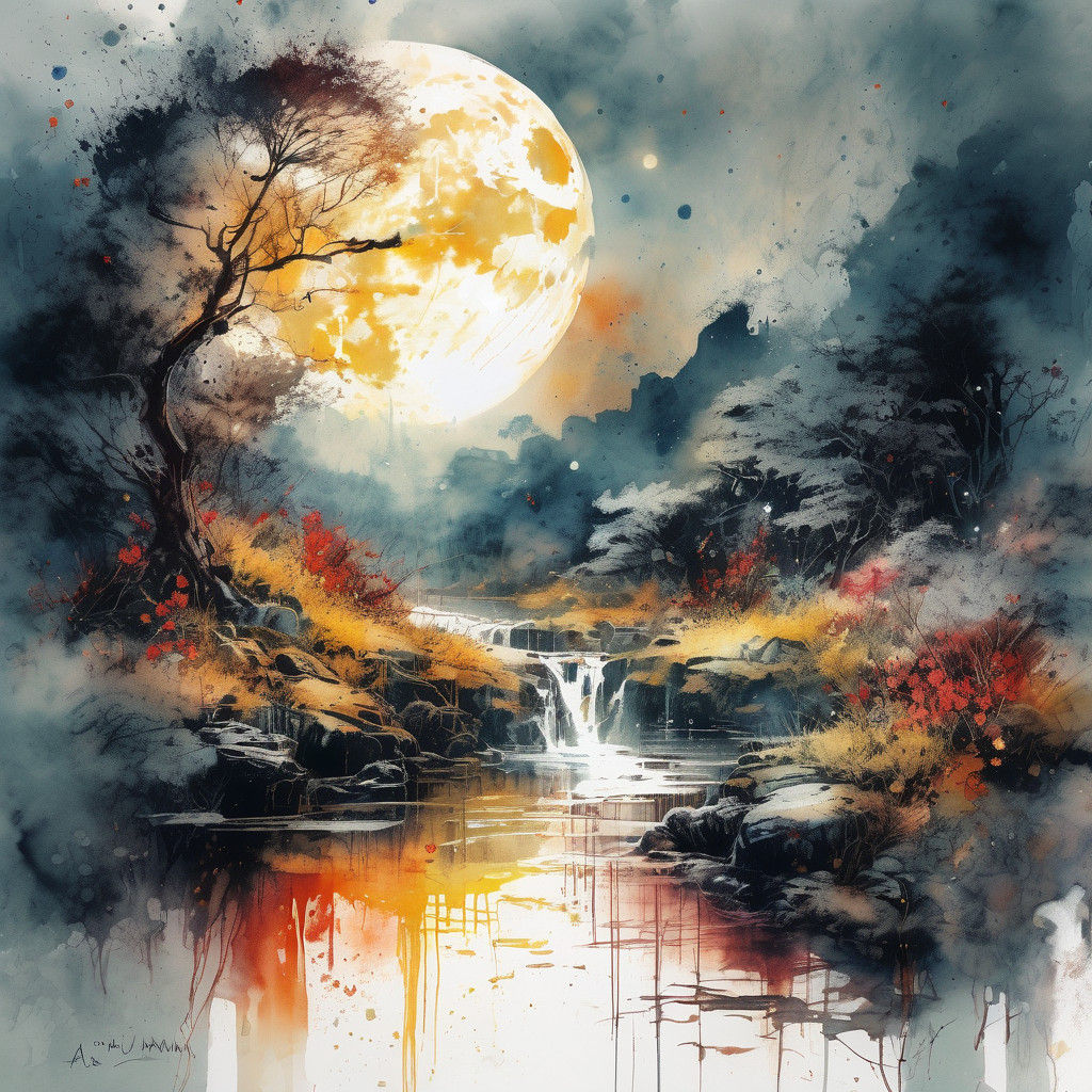 Ethereal Summer Landscape with Vibrant Watercolor