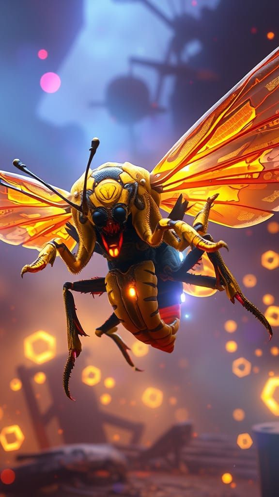 Bee Warrior Hybrid Concept Art in Heroic Setting