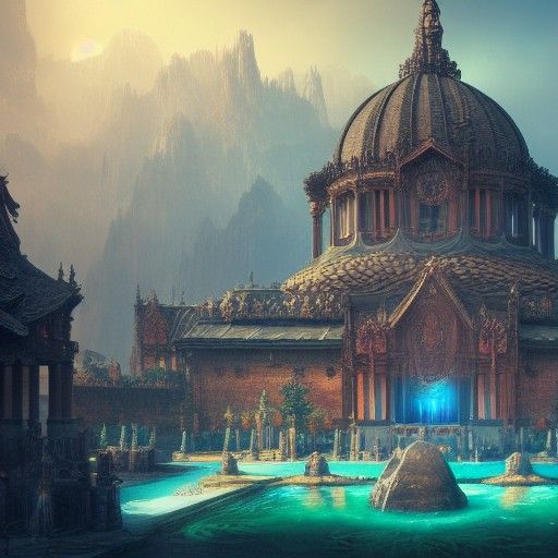 Detailed Matte Painting of Buddha in Deep Color