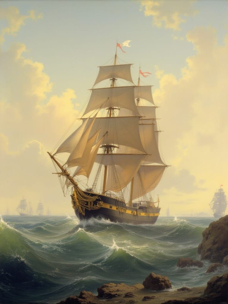 Sailing Ship in Early Morning Light