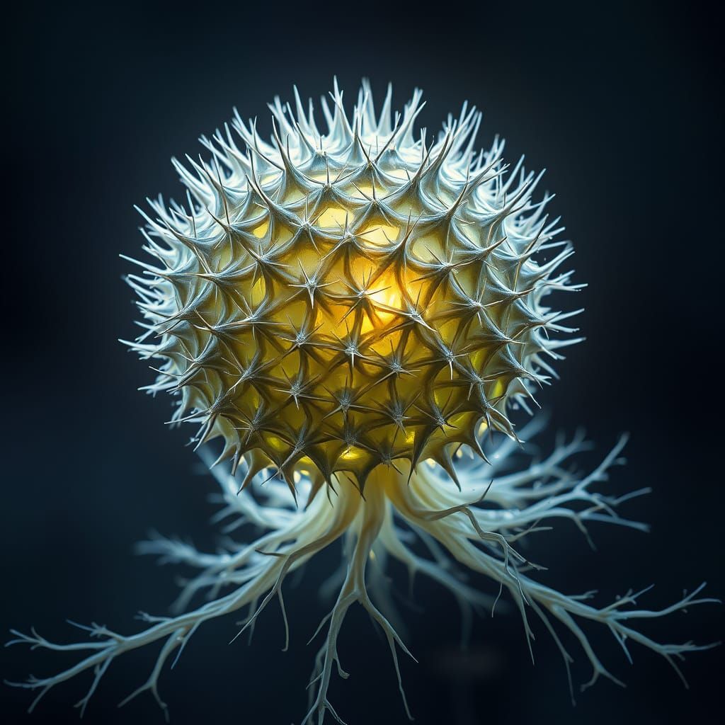 Luminescent Whispering Thistle with Ethereal Roots