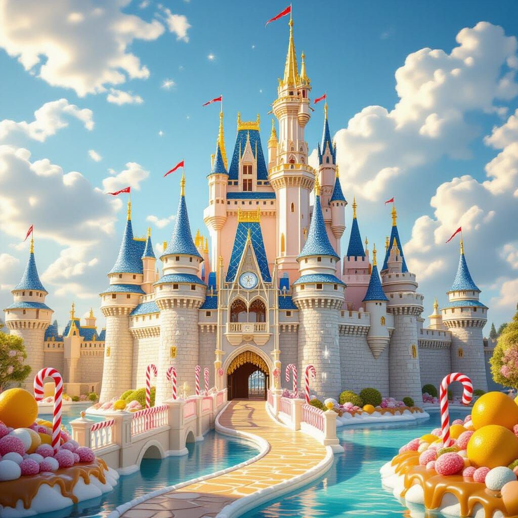 White Chocolate Castle Rises From Sparkling Lemonade Sea