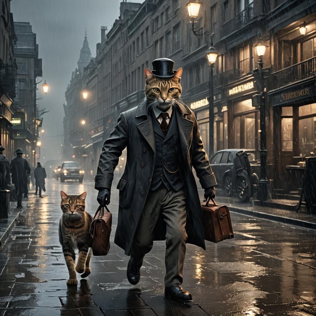 Feline Detective Investigates a Case at Night