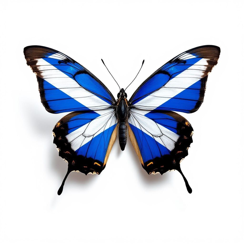 Butterfly with Scottish Flag on Wings