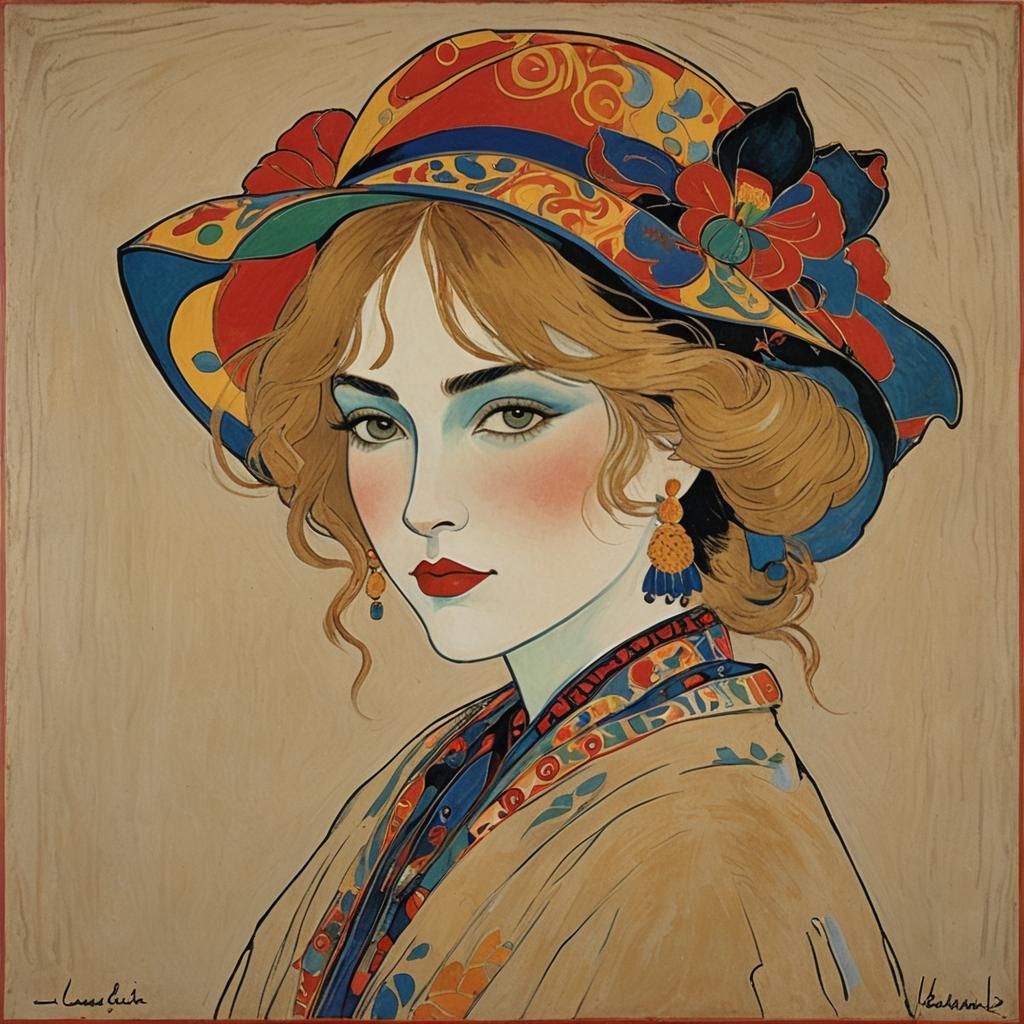 Girl Portrait Inspired by Art Nouveau Masters